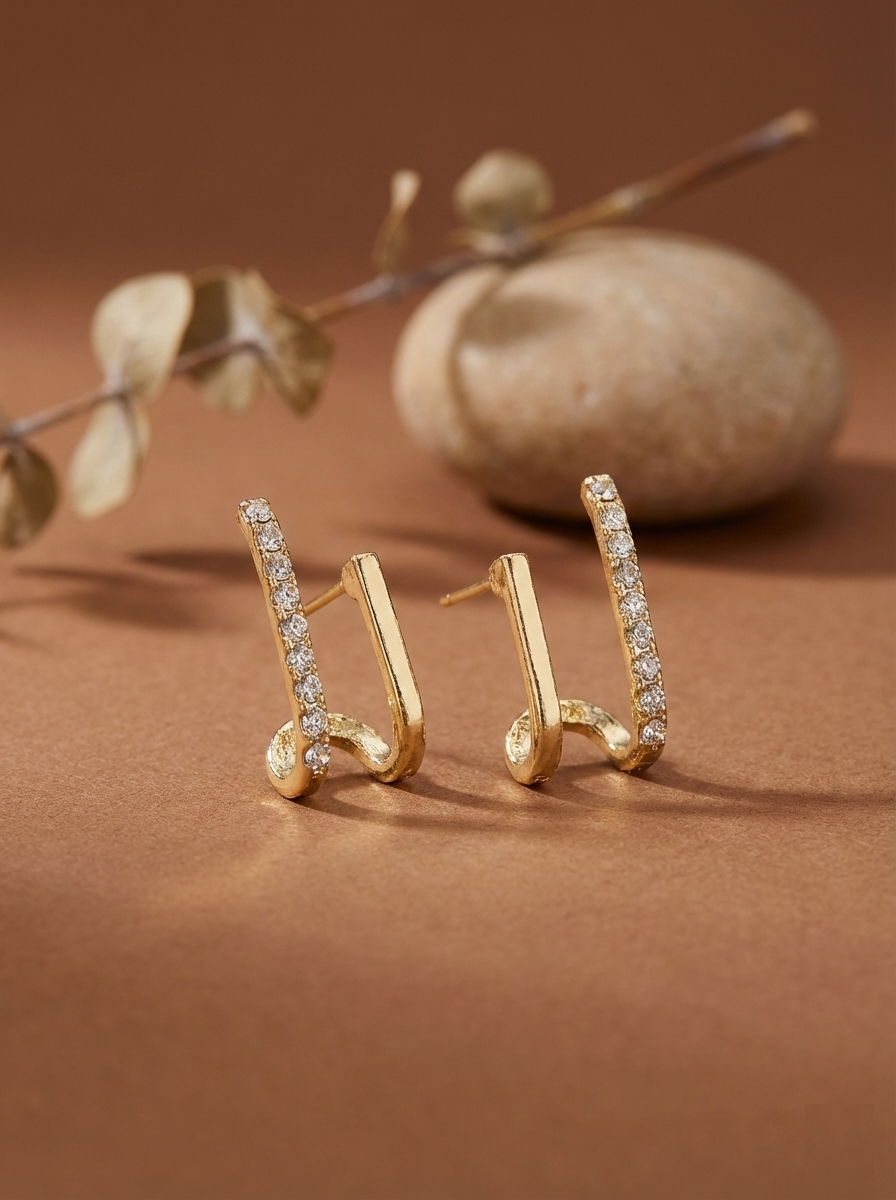 Dual Bar CZ Studs