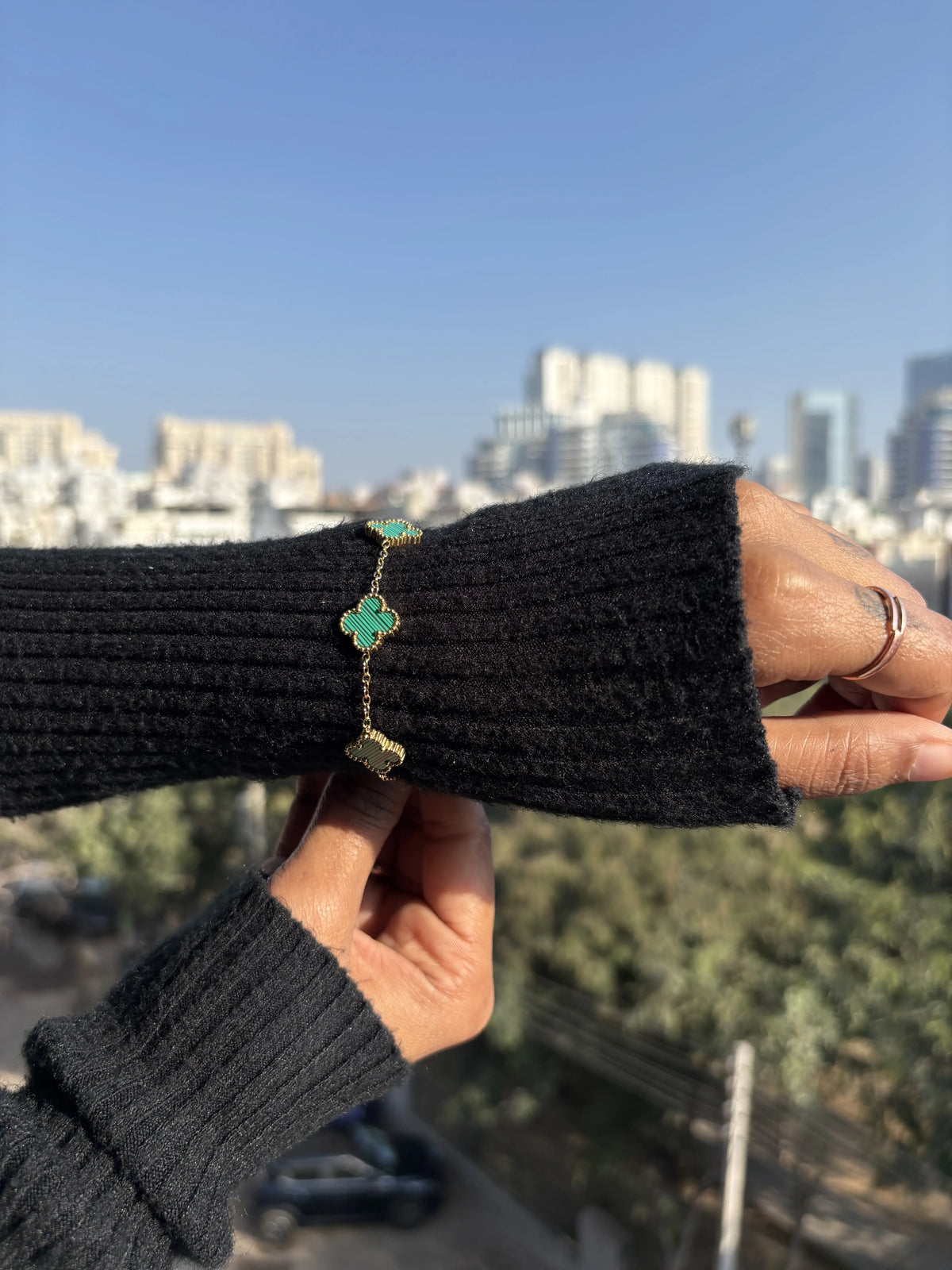 Clover Charm Bracelet – Emerald Green