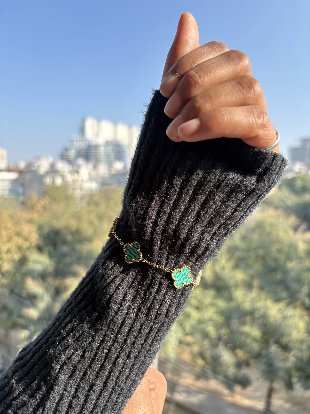 Clover Charm Bracelet – Emerald Green
