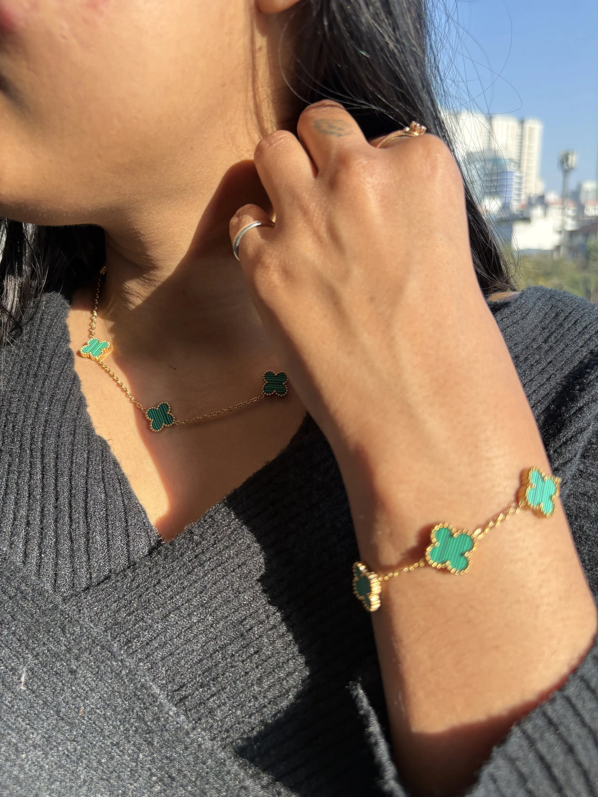 Clover Charm Set – Emerald Green