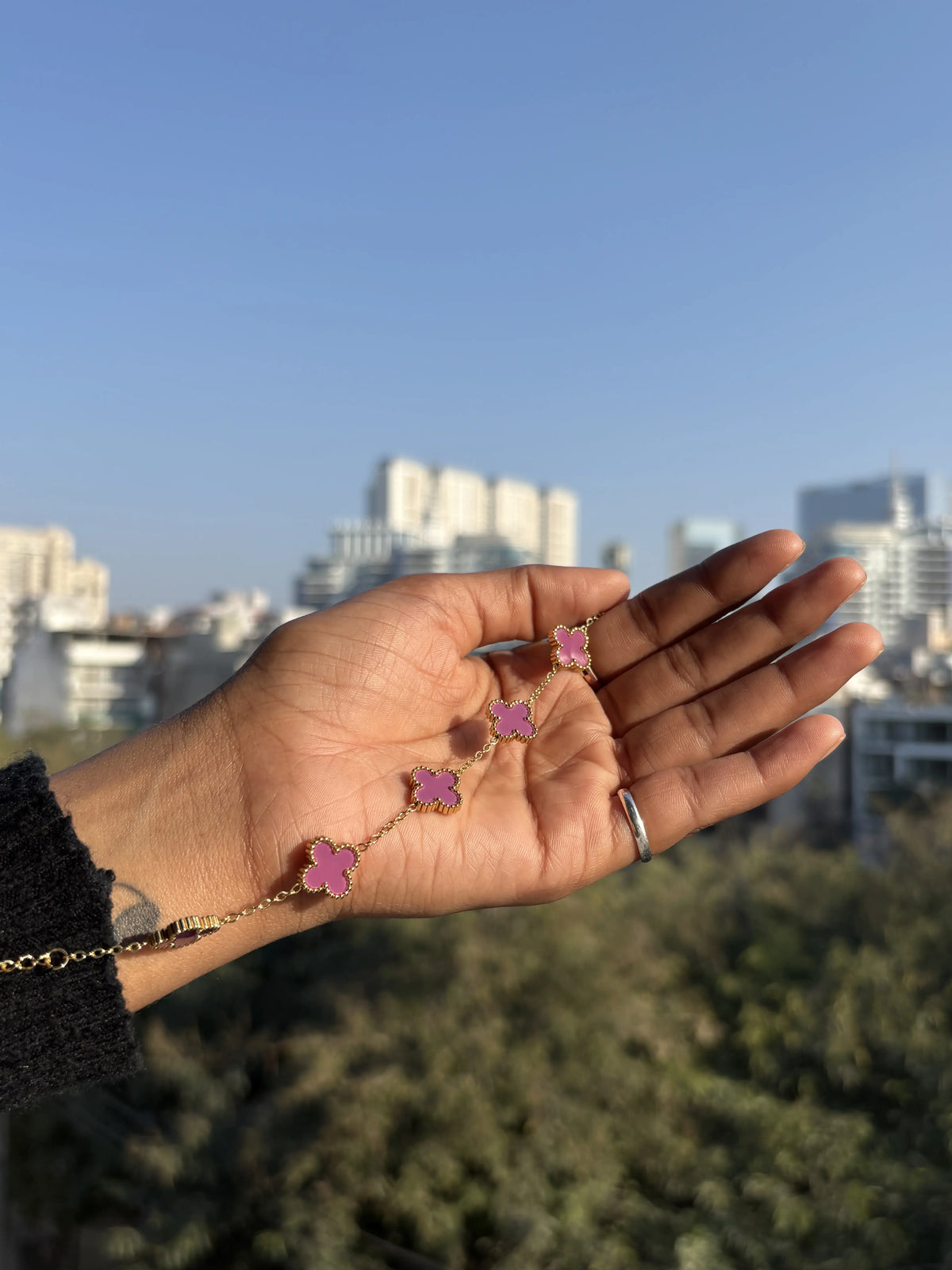 Clover Charm Bracelet – Rose Pink