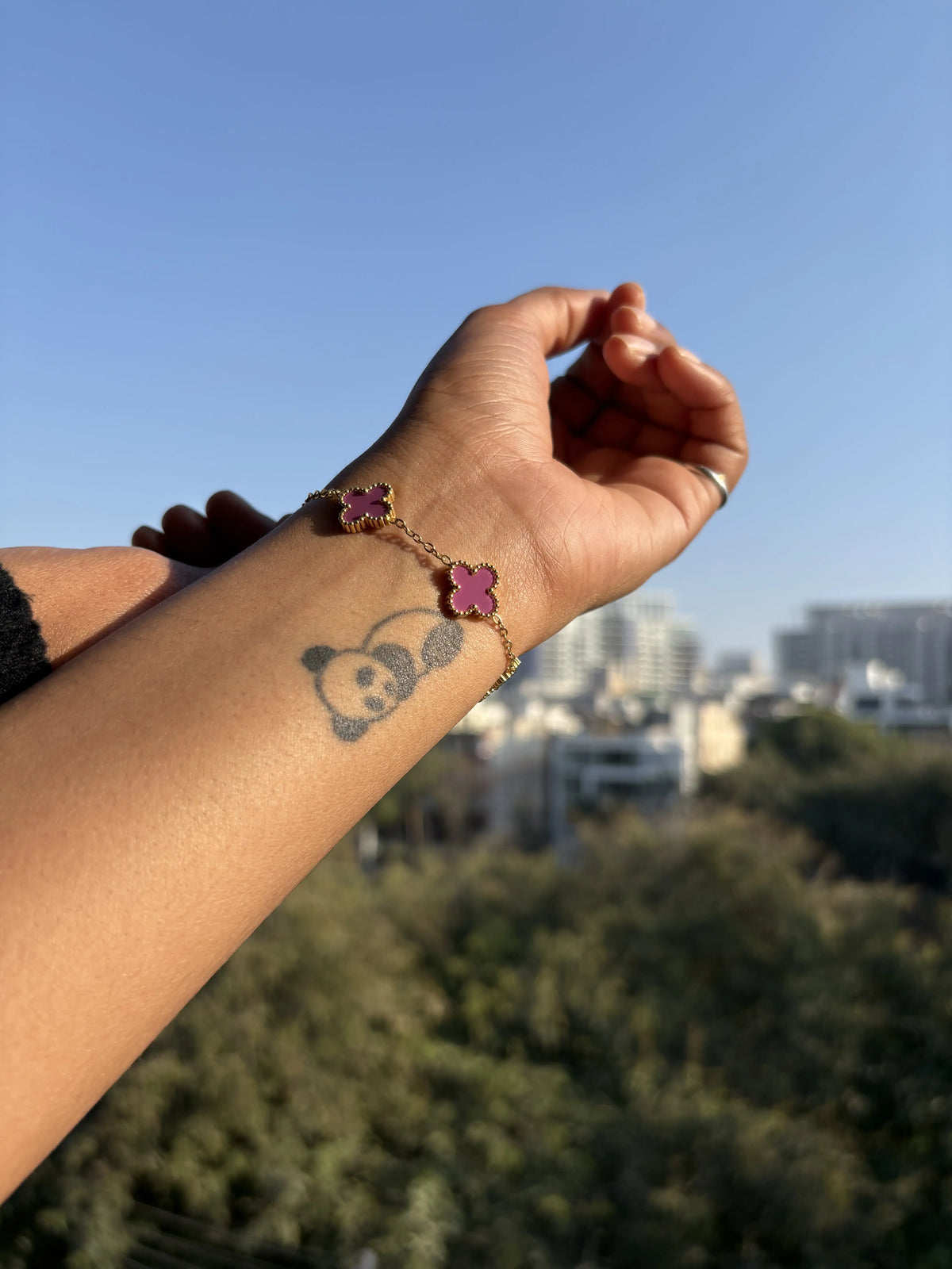 Clover Charm Bracelet – Rose Pink
